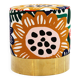 Contemporary Multicolour Floral-patterned Fabric and Brass Italian Circular Pouf