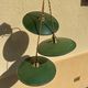Trio of vintage green enamelled sheet metal lampshade pendants