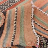 5x9 Rug For Living Room Salmon Green Kilim Rug, 145x288Cm