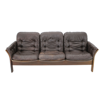 1970s Georg Thams 3-Seater Sofa in Dark Brown Leather, Denmark