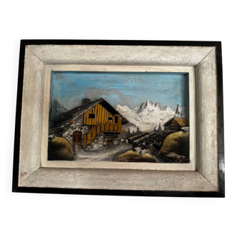 Alpine Table Vintage 1950s Carved and Painted Wood Signed W. Rosso