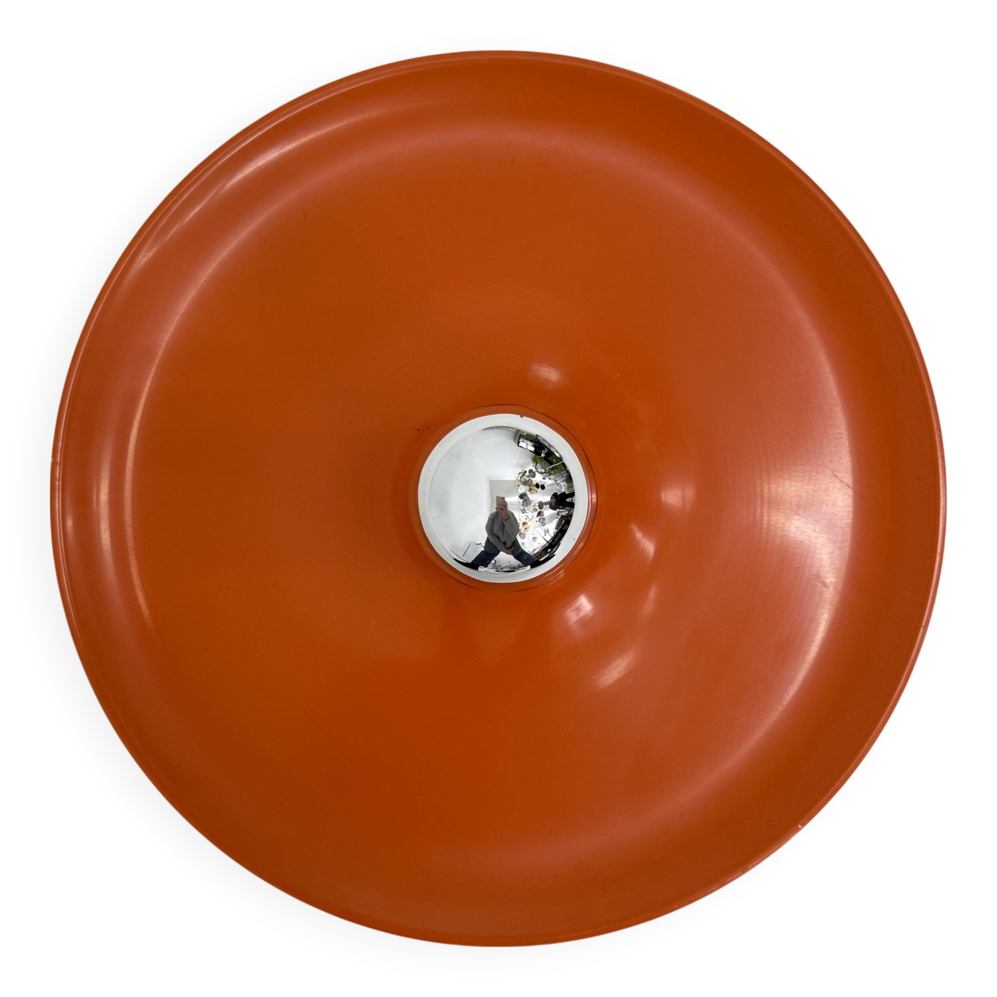 Honsel orange space age disc lamp , 1970s selected by Charlotte perriand