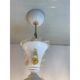 Murano Glass Chandelier in Milky and Gold with Flowers and Leaves