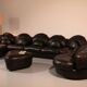 Organically shaped post-modern sectional sofa in black leather