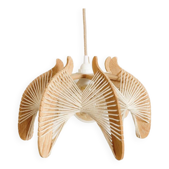 Vintage wire and wood pendant light