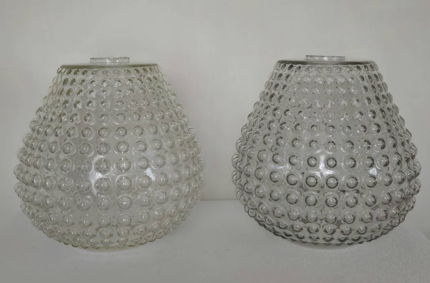 Pair of vintage bubbled glass lampshades