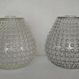 Pair of vintage bubbled glass lampshades