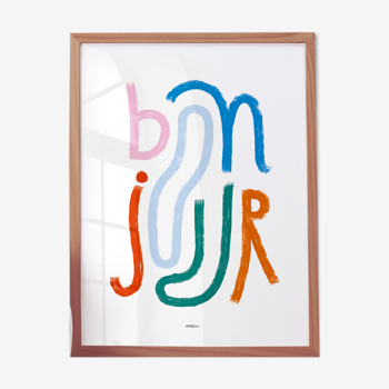 Affiche murale colorée Bonjour 50cm*70cm