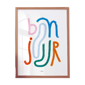 Colorful wall poster Bonjour 50cm*70cm