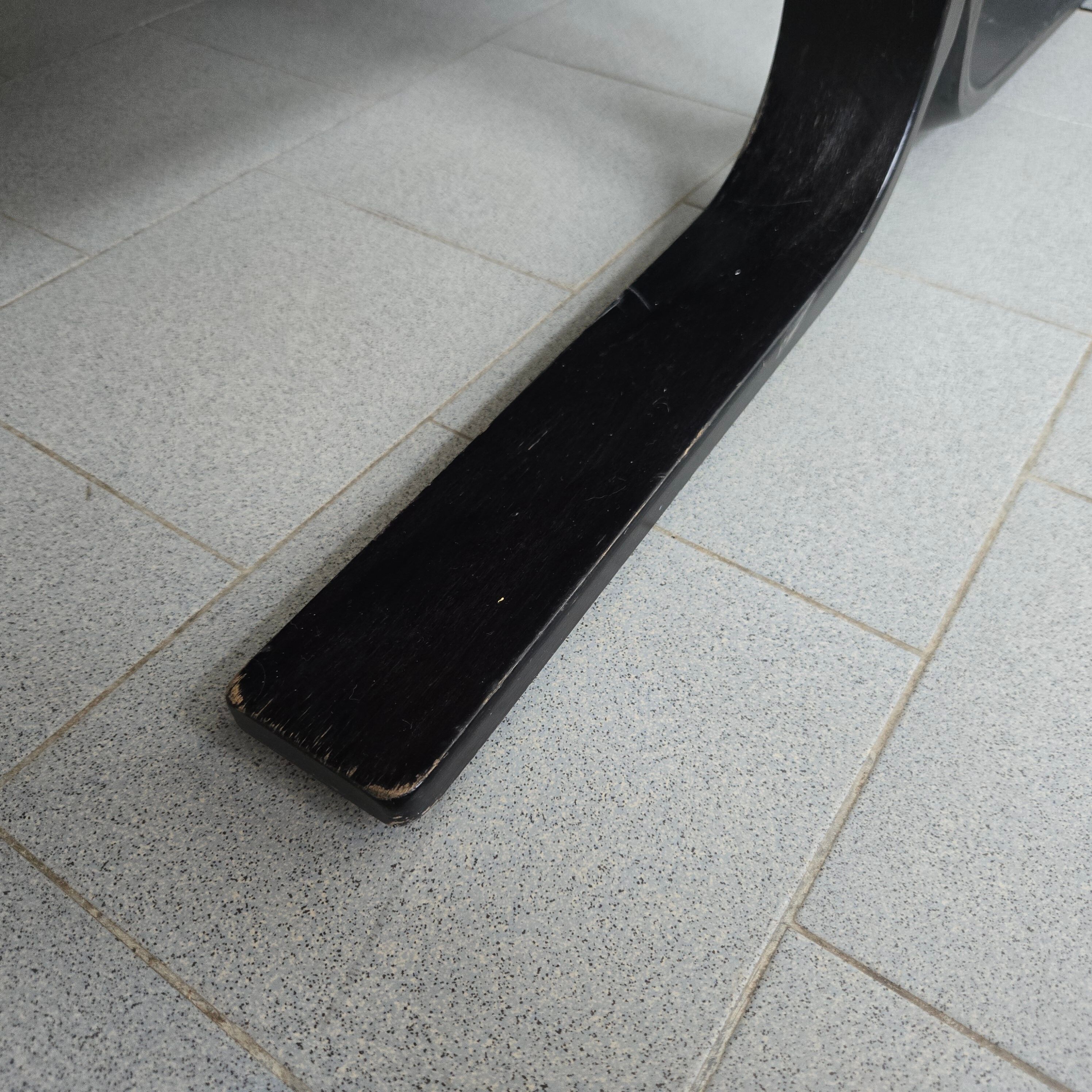 Scandinavian 2-seater sofa 1970s vintage in black leather and curved wood