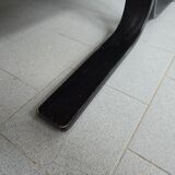 Scandinavian 2-seater sofa 1970s vintage in black leather and curved wood