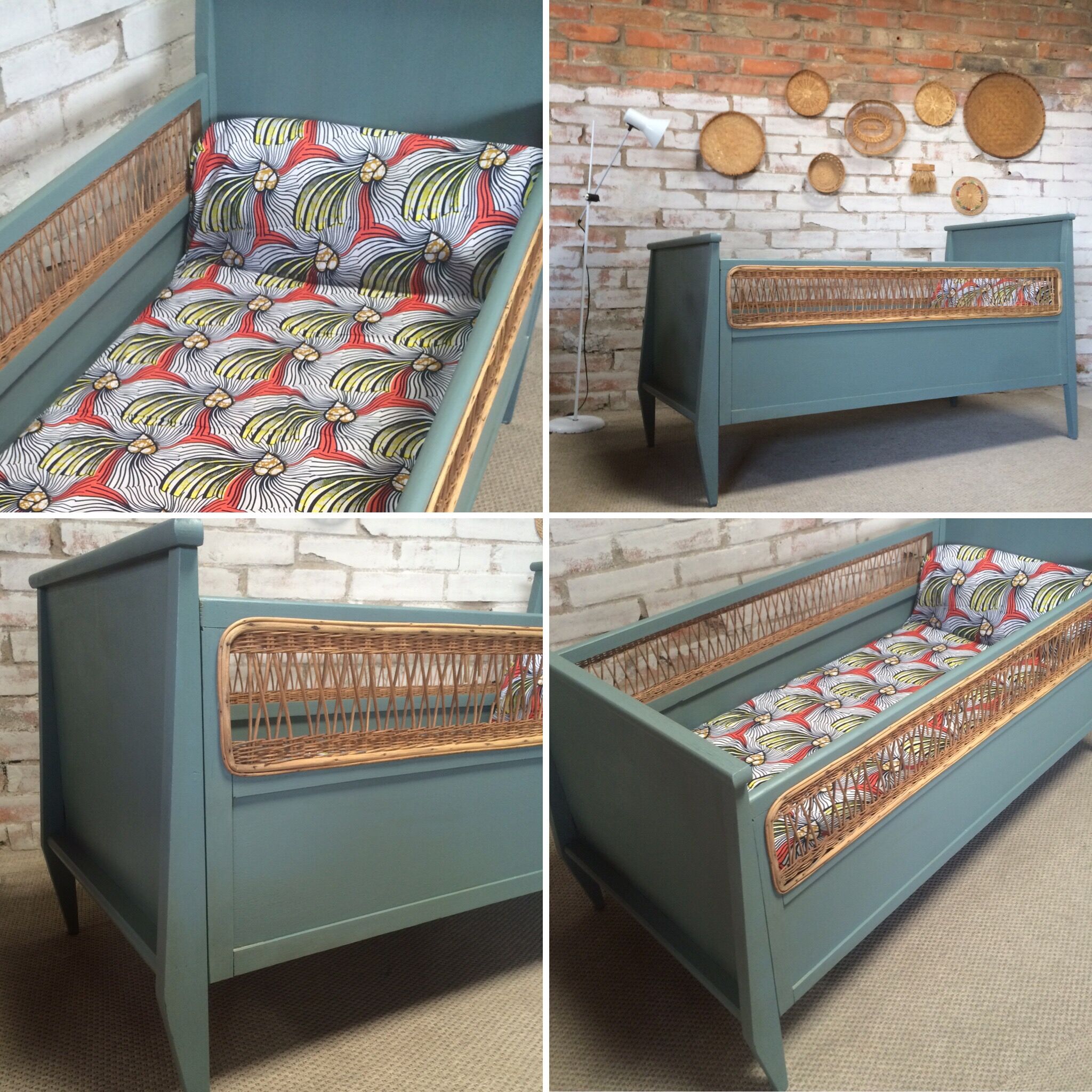 Baby bed feet compass and woven wicker