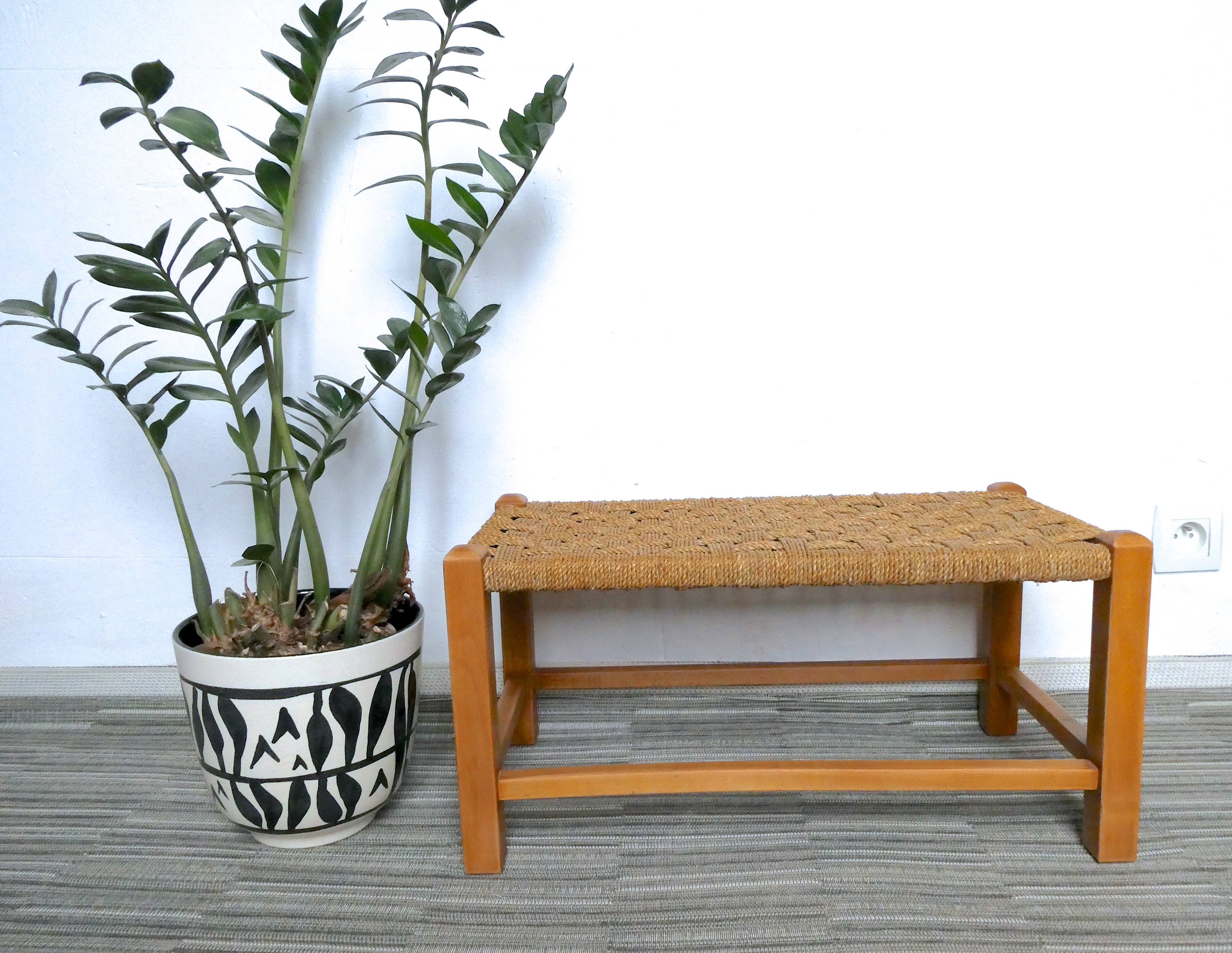 Bohemian clear and seat wooden bench rope