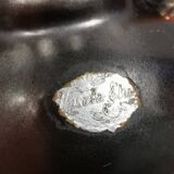 Vase in metallic glaze with orange details, Upsala Ekeby Sweden
