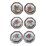 12 antique octagonal dessert plates