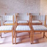 6 Danish Farstrup Scandinavian vintage chairs 1960 solid beech