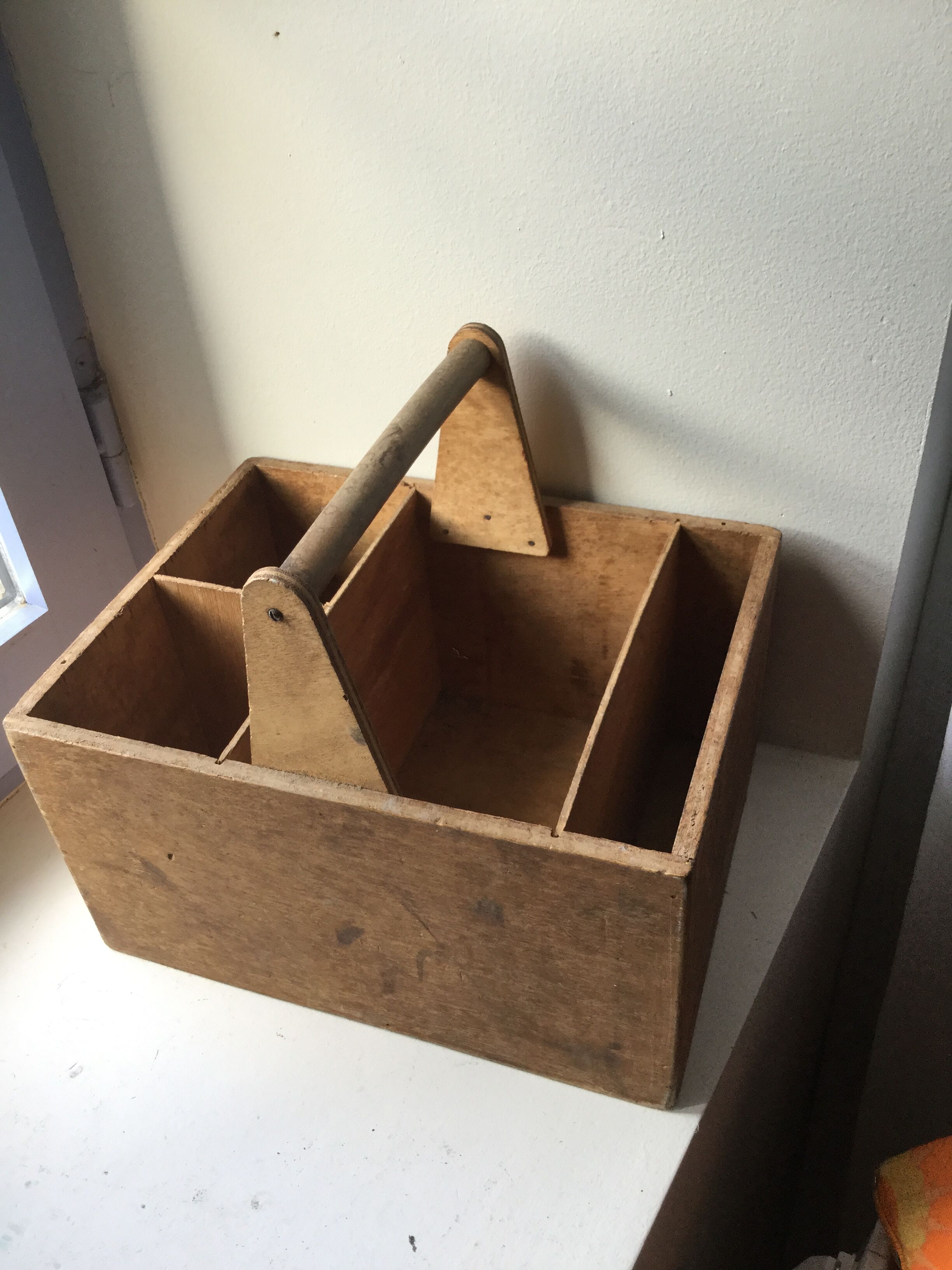 Storage basket the 1950s vintage wooden
