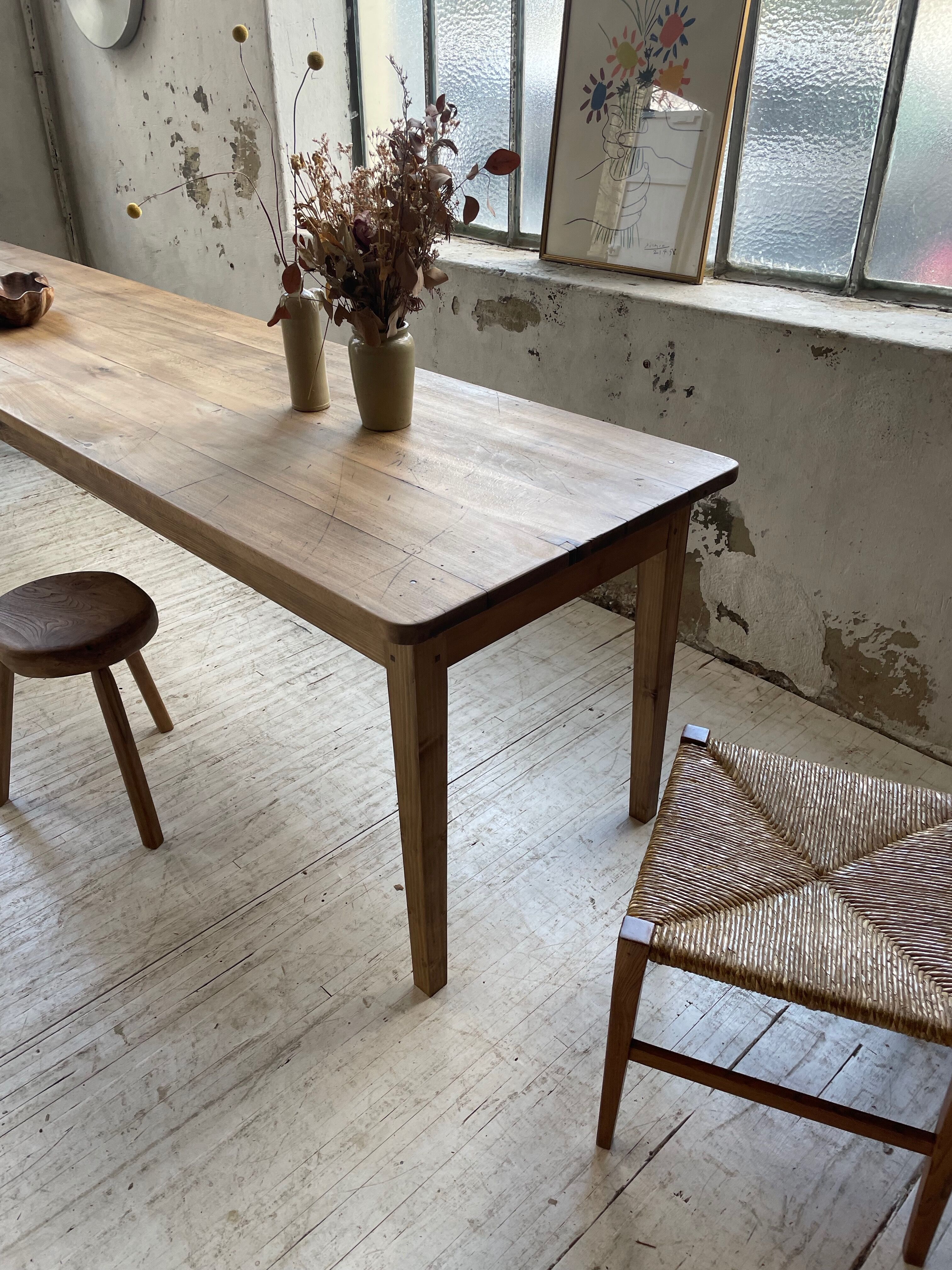 XL farmhouse table in beech and pine 3m