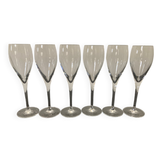 Set of 6 glasses champagne flutes in crystalline