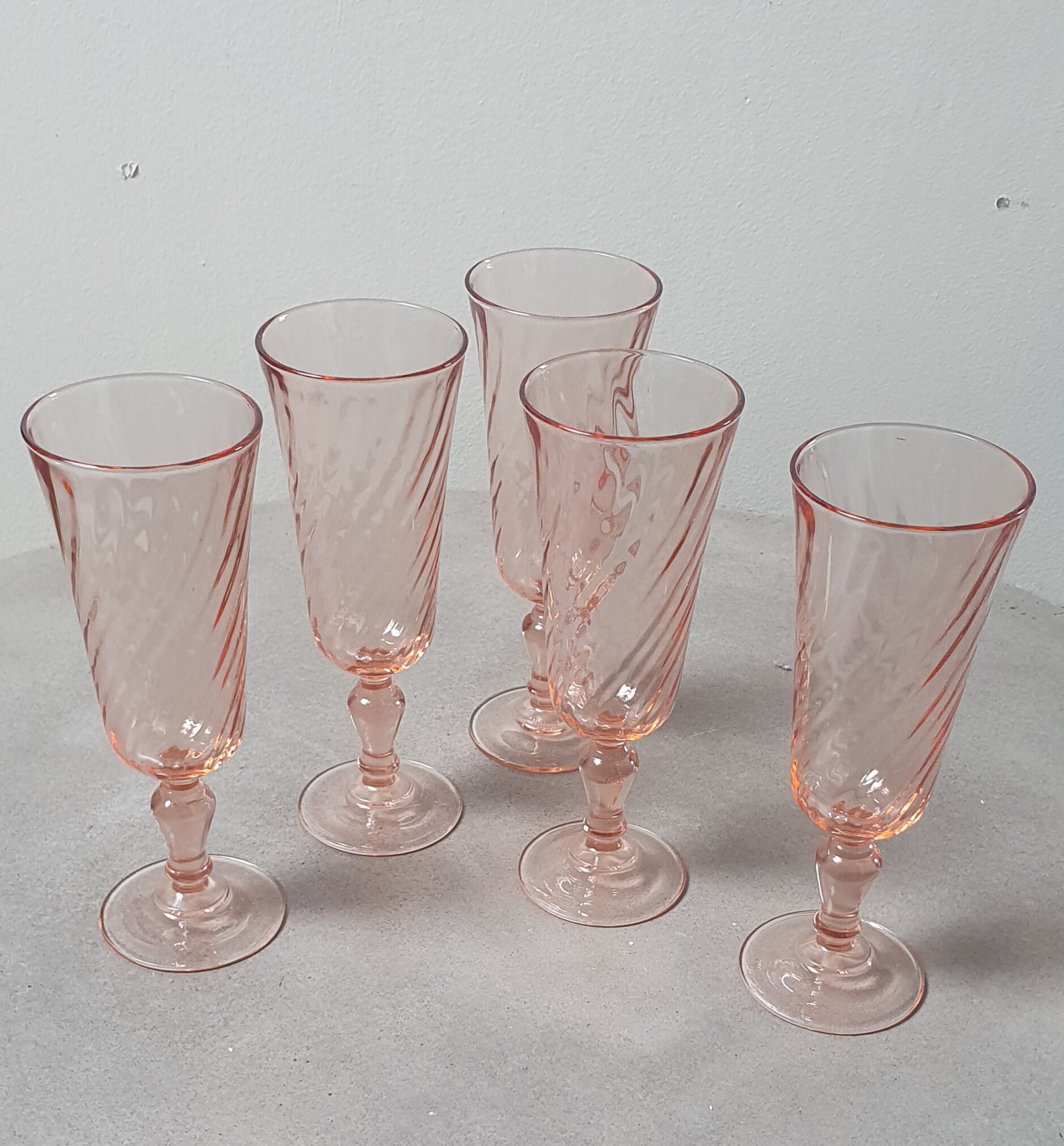 5 champagne glasses