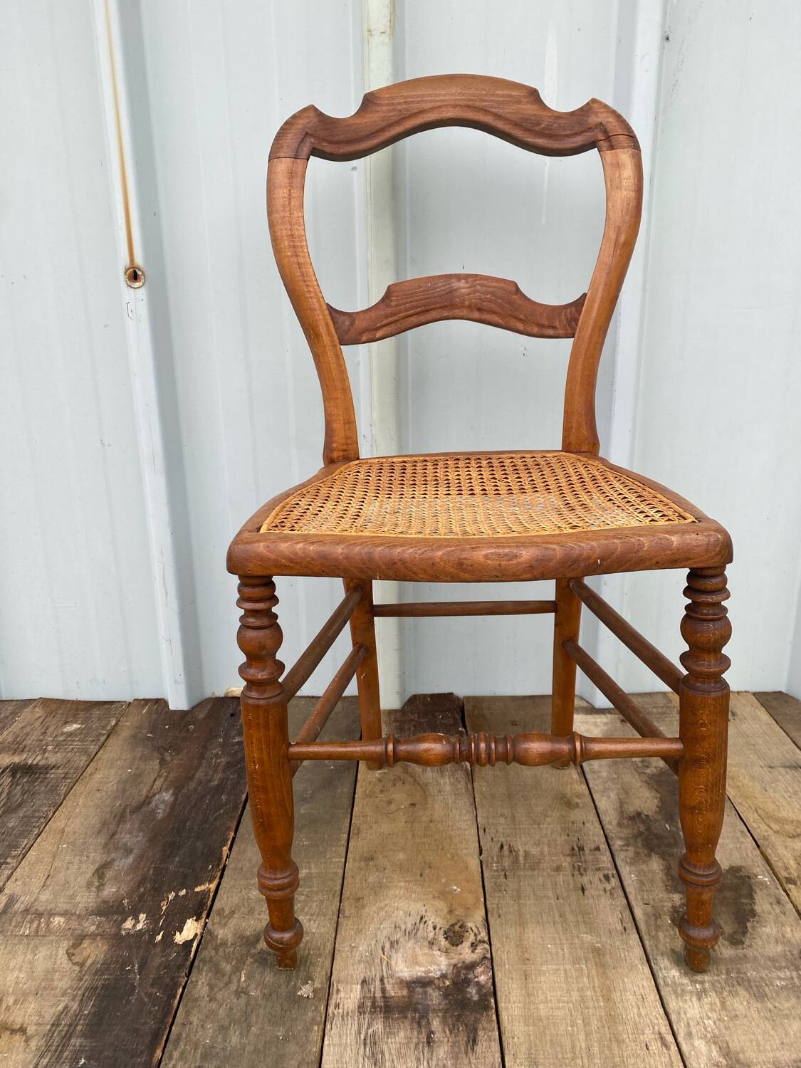 Chaise ancienne Louis Philippe bois + assise cannée vintage