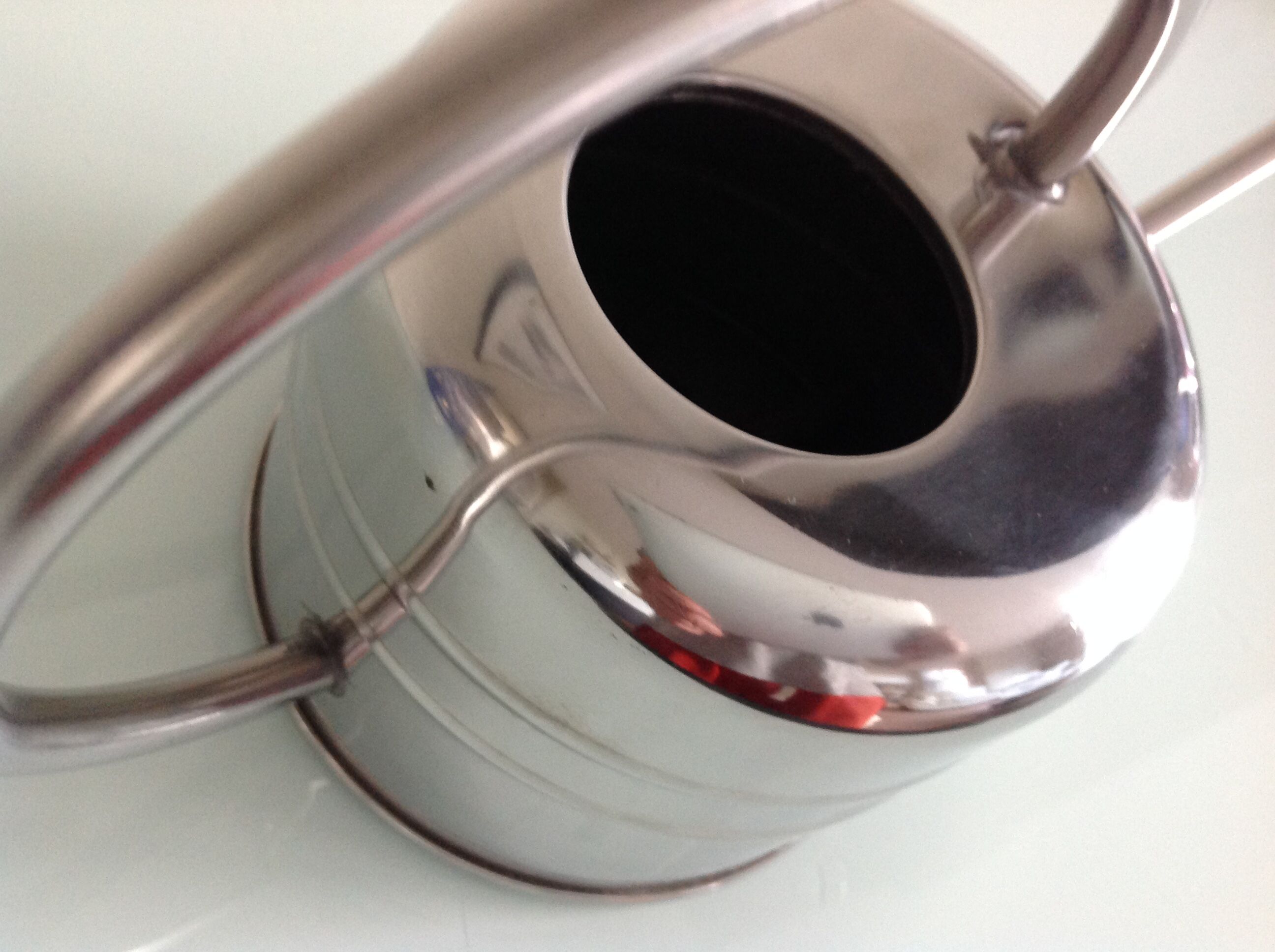 Chrome metal watering can/ vintage 60s-70s