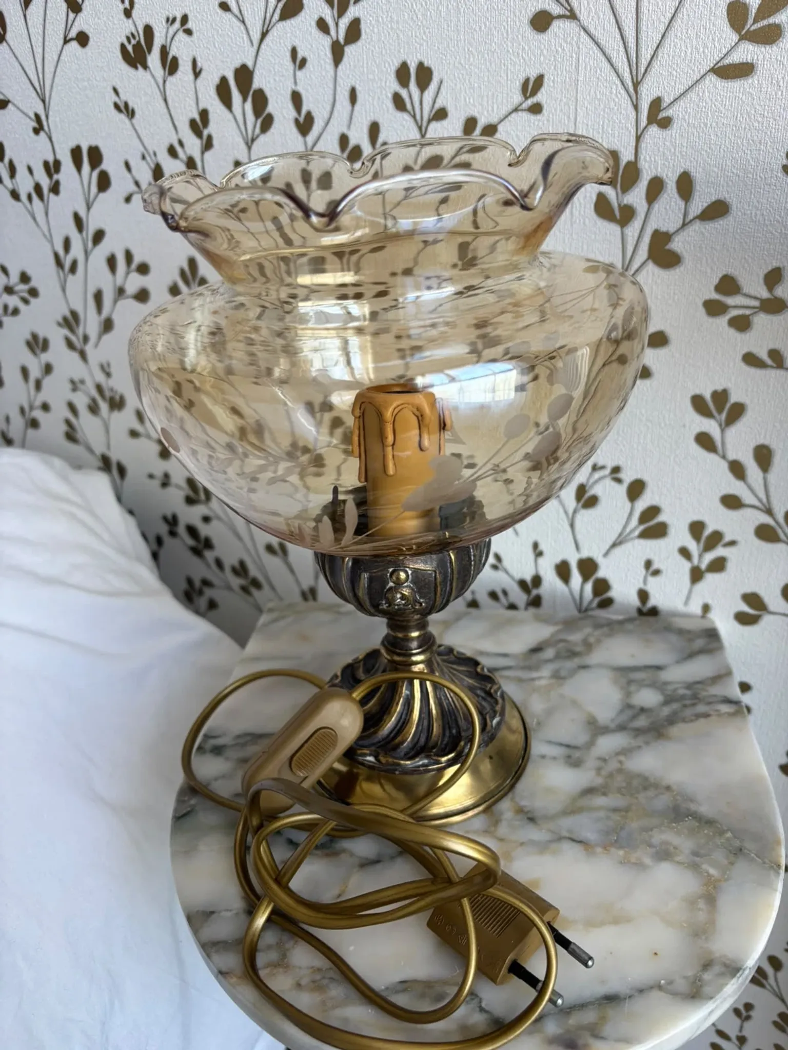 Pair of vintage Targetti bedside lamps - Candle bulb night lights
