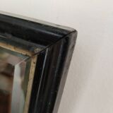 Antique Napoleon III beveled mirror, black and gold