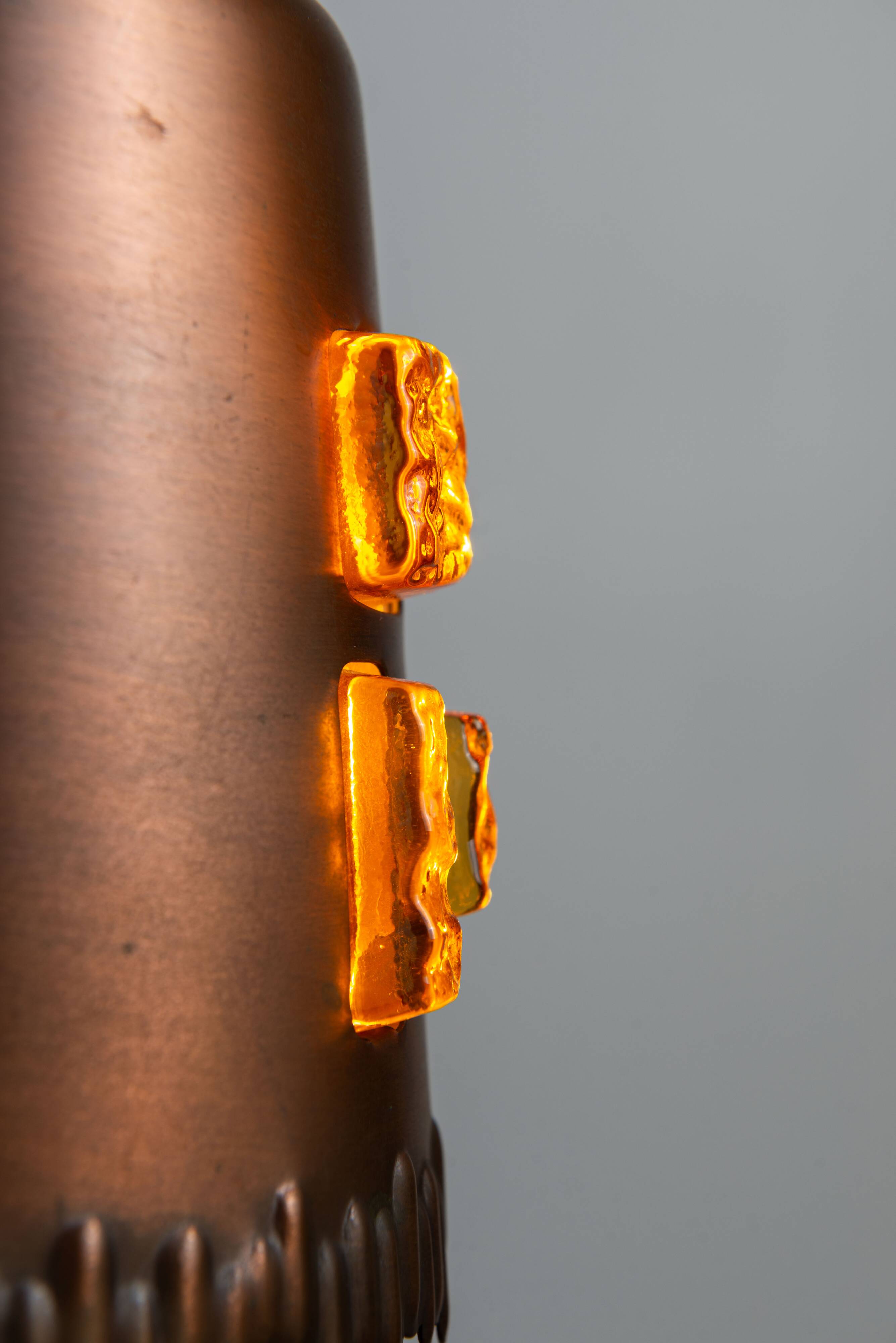 Josef Brumberg JBS Leuchten set of pendants with brass and amber glass