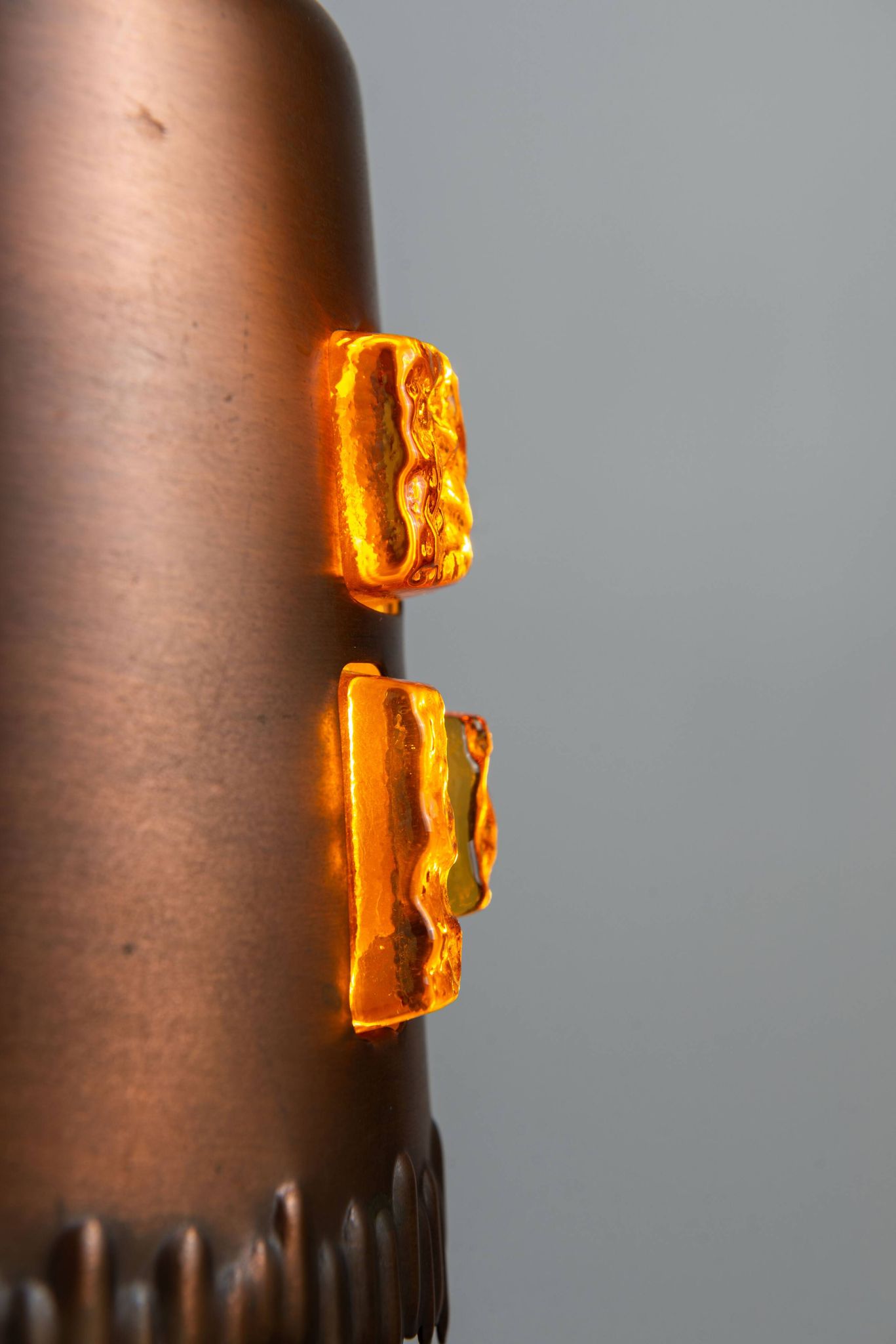 Josef Brumberg JBS Leuchten set of pendants with brass and amber glass