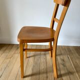 set of 4 Thonet bistro chairs in curved wood honey Mid-Century 50s