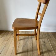 set of 4 Thonet bistro chairs in curved wood honey Mid-Century 50s