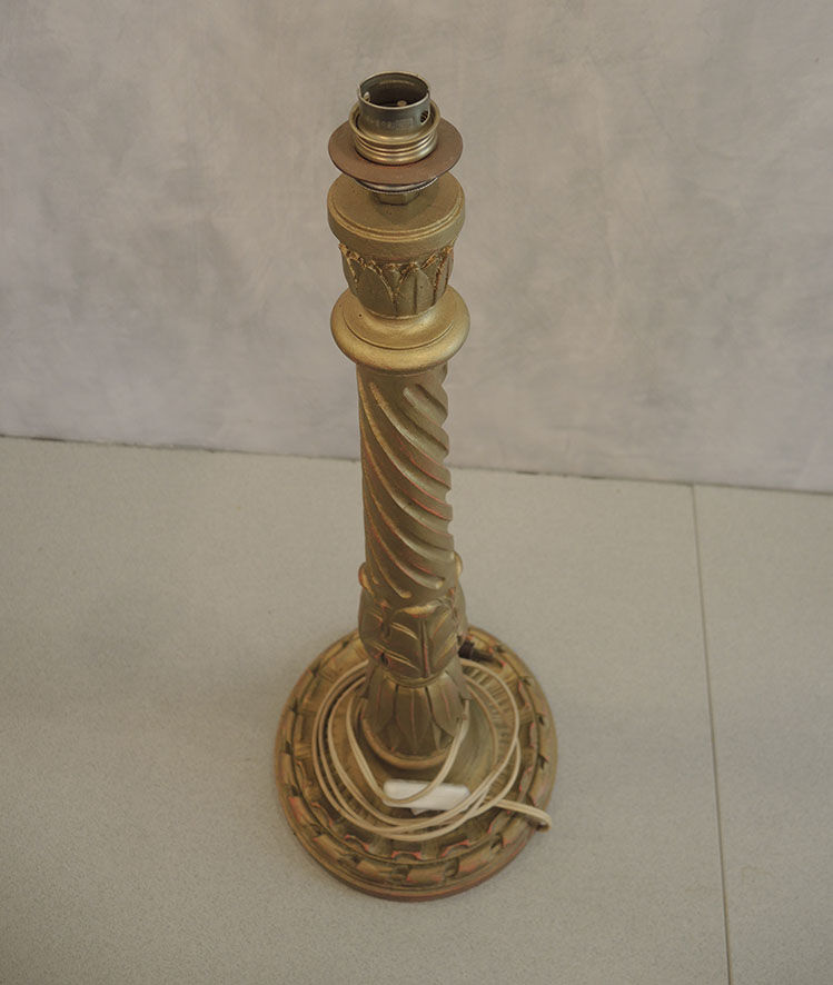 Old carved wooden lamp foot
