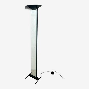 Glass and metal floor lamp 1980, Autograph