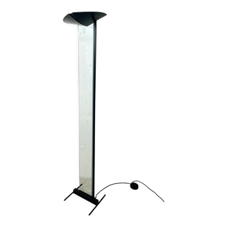 Glass and metal floor lamp 1980, Autograph