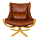 Vintage retro Danish mid-century Skippers cognac leather lounge chair