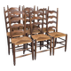Ensemble de 8 chaises en bois et paille