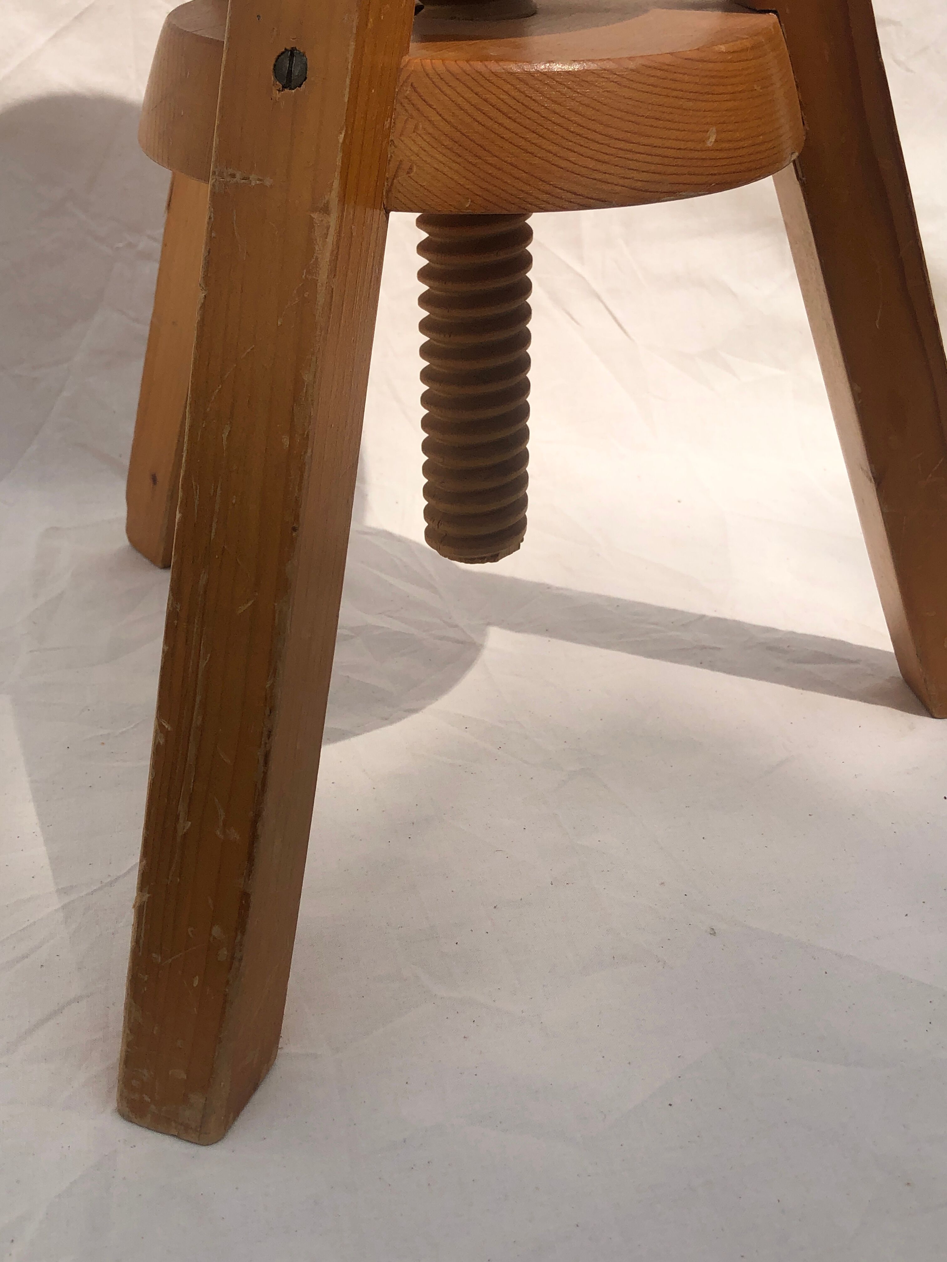 Tripod workshop stool with screws, 1970