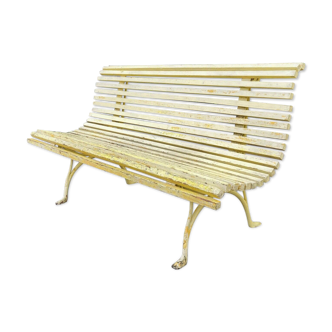 Napoleon III-style old garden bench - wood and cast iron - vegetable vine foot