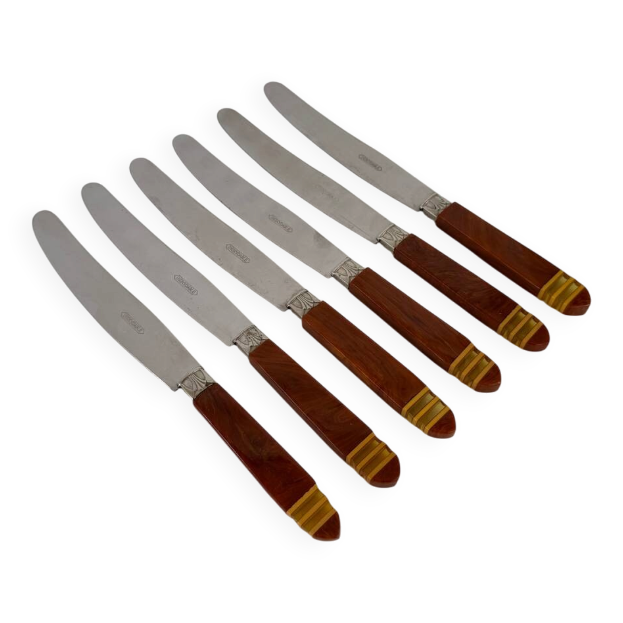 Set of 6 Vintage French Art Deco Design Inox Dinner Knives
