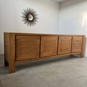 Large sideboard Regain in solid elm wood XXL 4 doors 70s