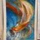 Old Oil On Paper JULIE Boat 89 + Grey Aluminum Frame