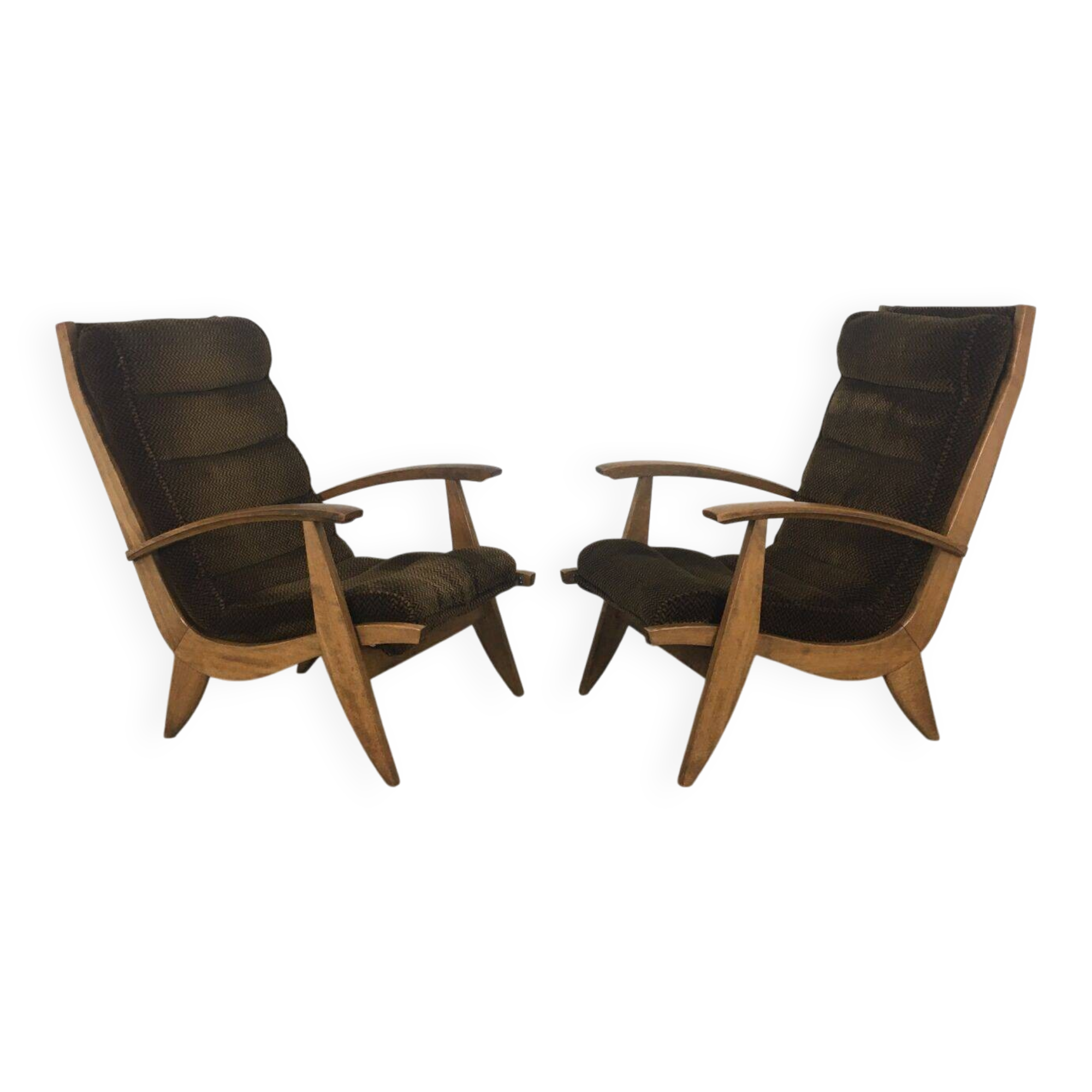Pair of FS 123 armchairs by Free Span, 1950s, reconstruction style.