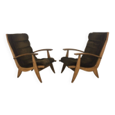 Pair of FS 123 armchairs by Free Span, 1950s, reconstruction style.