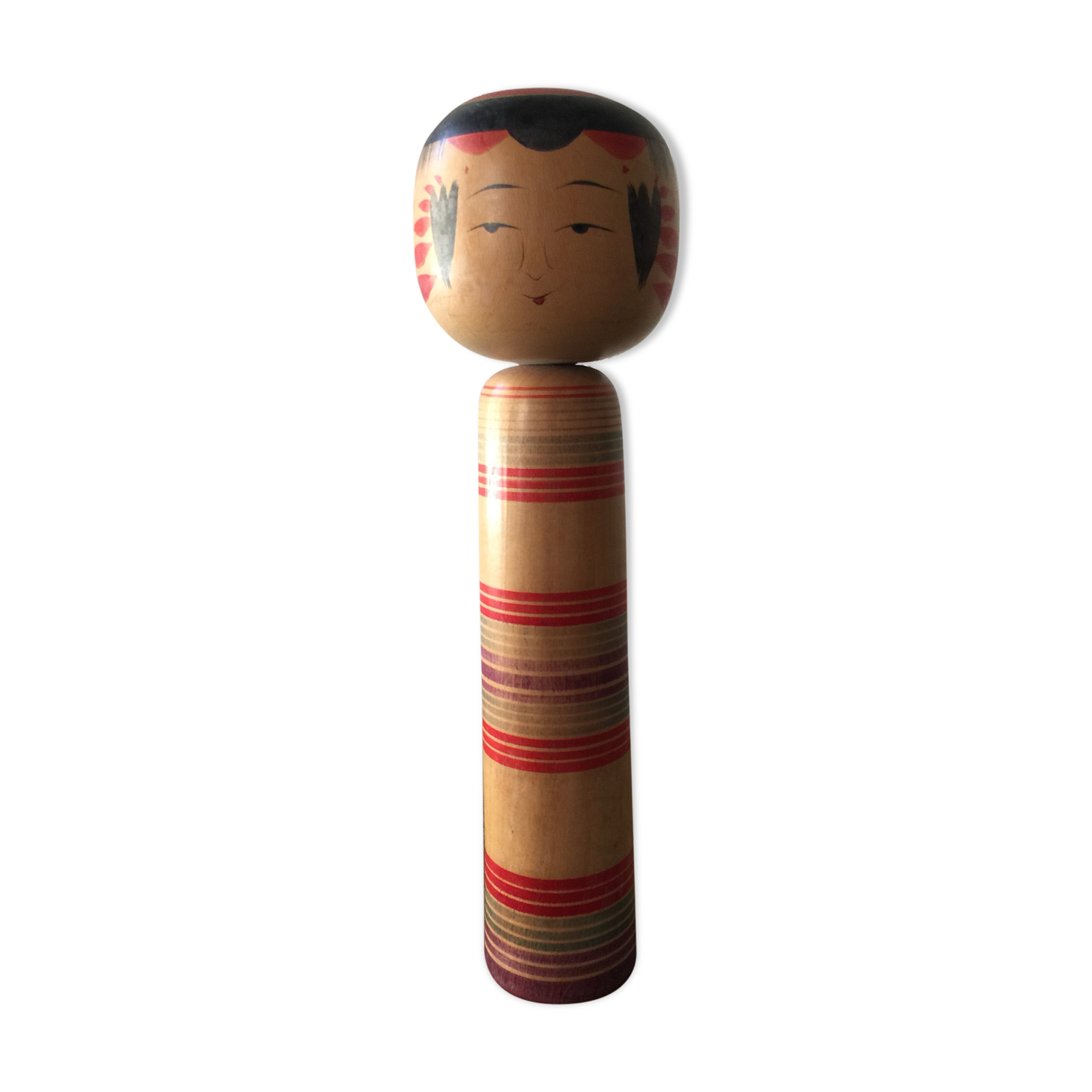 Japanese Kokeshi doll of 1950s wooden hand painted