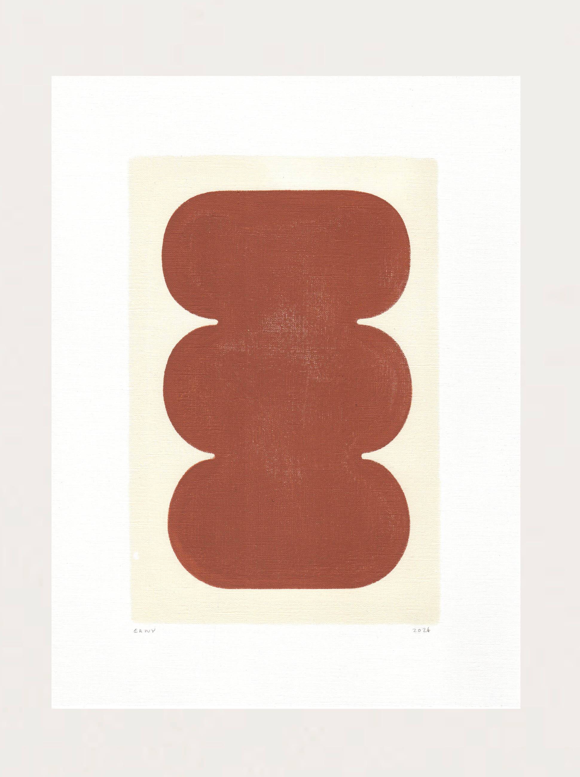painting on paper - twist - light terracotta abstract illustration - signed eawy