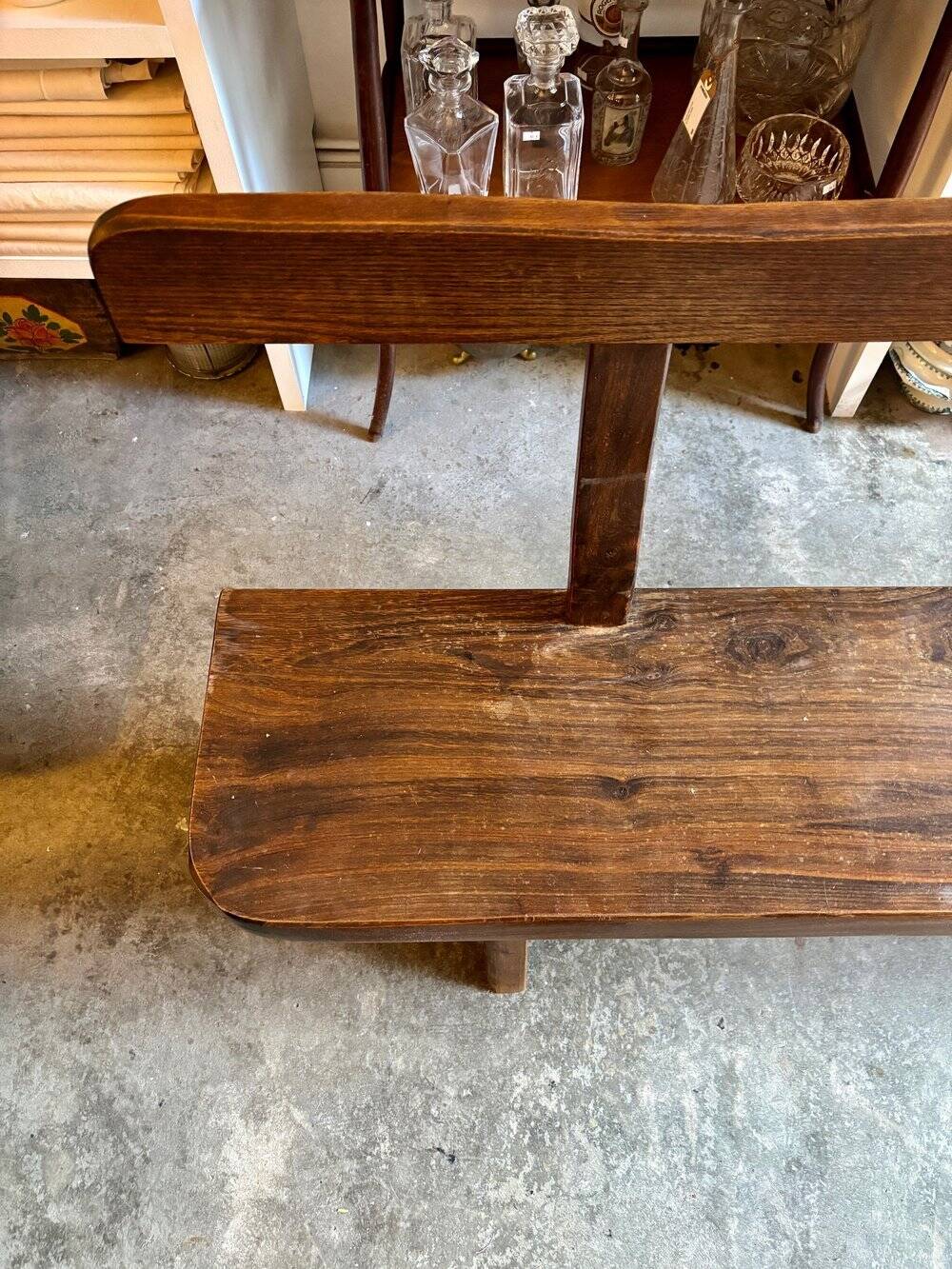 Banc en bois foncé Aranjou années 1980