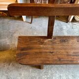 Banc en bois foncé Aranjou années 1980