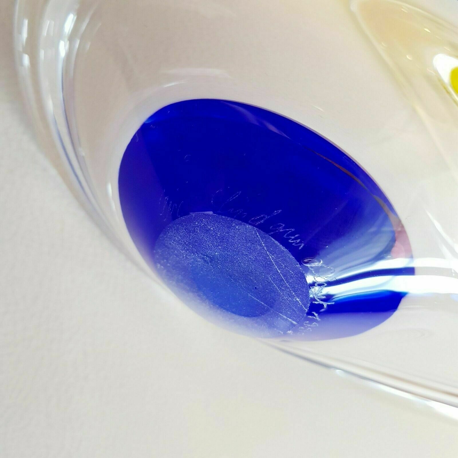 Pair of blown art glass cups by Eric Lindgren Claret