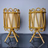 Paire de lampes de table en rotin, Italie, 1960
